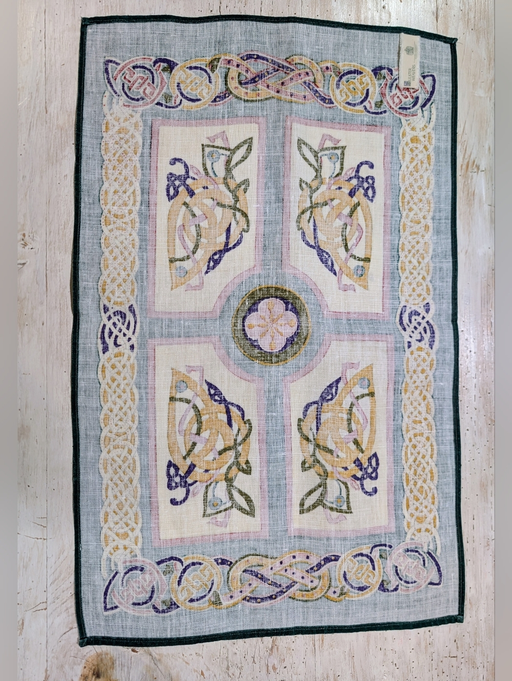 Vintage Ulster Weavers Irish Linen Tea Towel Textiles < Celtic Knot Pattern > - Picture 6 of 8